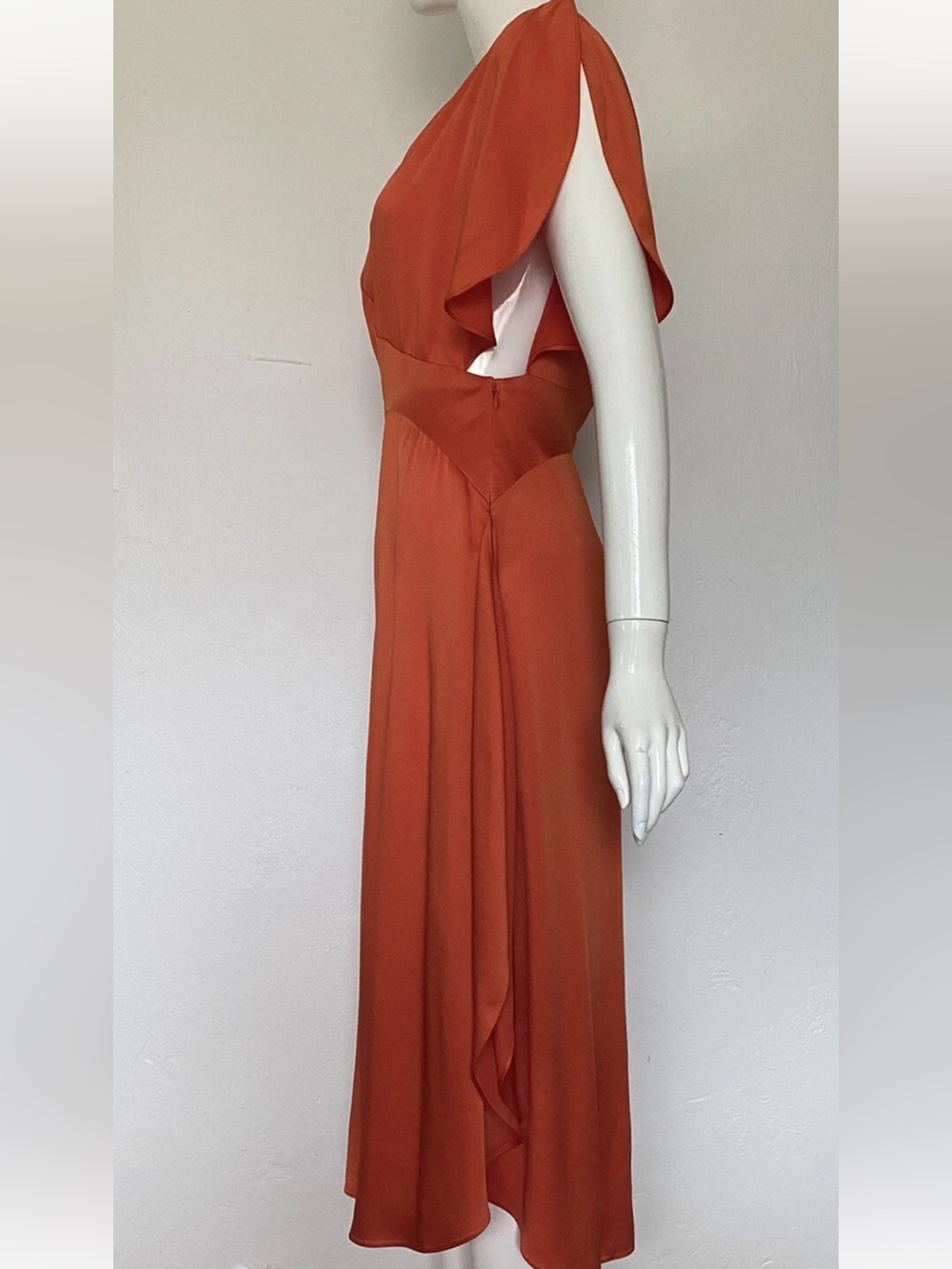 Stella McCartney Runway Pauline Dress Orange Midi with Draped Sleeves Size 40 - Picture 10 of 11